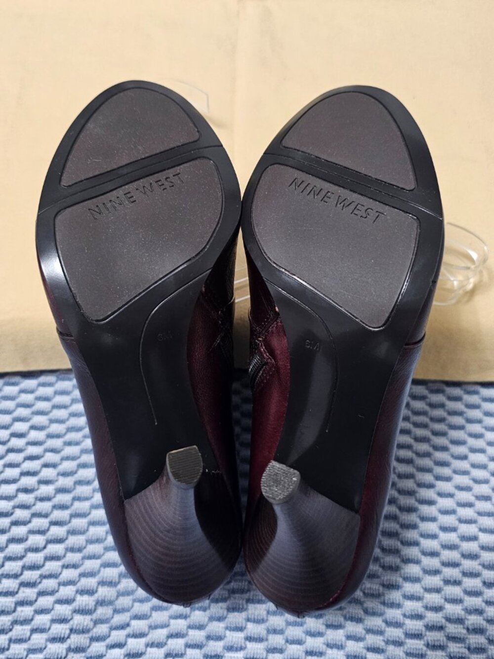 NEW Nine West Brown Leather Ankle High Heel Booties - Size 6 - Picture 7 of 8